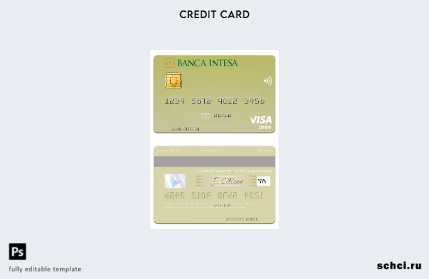 цифровая загрузка шаблона дебетовой карты Visa Banca Banca Intesa в Польше